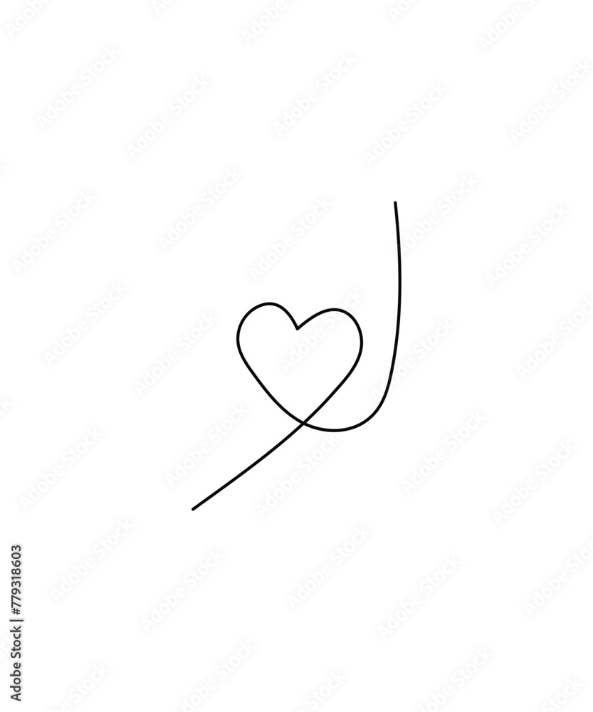 heart one line art, vector best line icon.