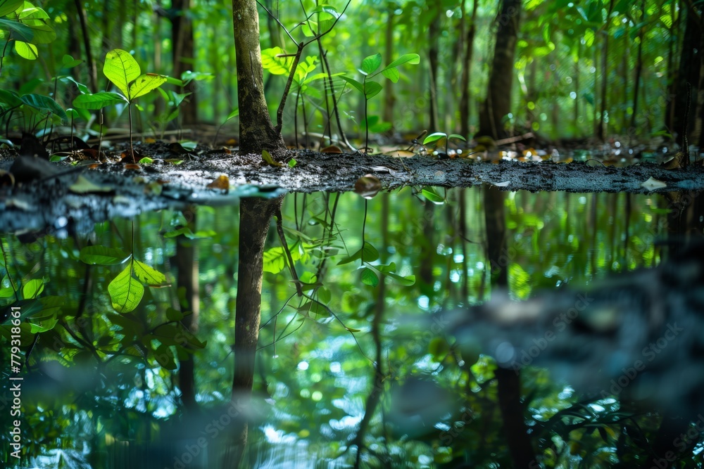 mangrove seedlings thriving in a tranquil freshwater swamp mangrove seedlings thriving in a tranquil freshwater swamp