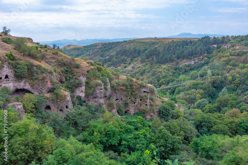 Old Khndzoresk abandoned cave town in Armenia photo