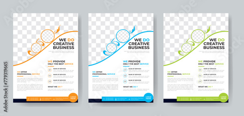 Corporate Business Flyer template layout 3 color design concept in the template.