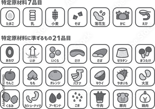 アレルゲン原材料一覧　モノクロ