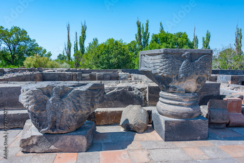 Ruins of the Zvartnots cathedral in Armenia photo