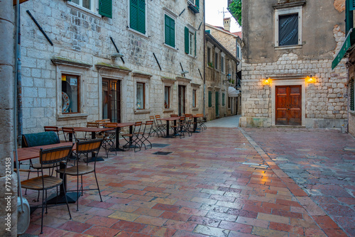 Restaurants in the old town of Kotor, Montenegro