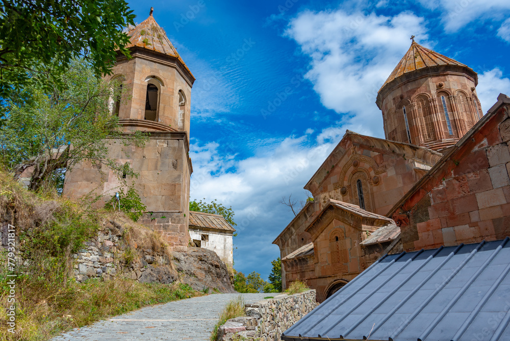 Sapara Monastery in mountains near Georgian town Akhaltsikhe