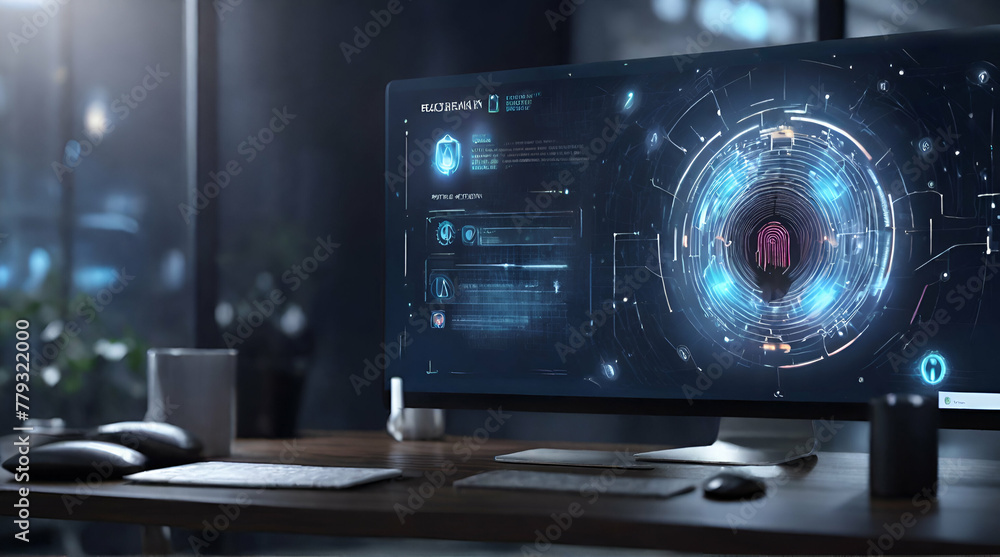 a fingerprint on a circuit board, Cloud backup and cyber security with fingerprint.generative.ai a fingerprint on a circuit board, Cloud backup and cyber security with fingerprint.generative.ai