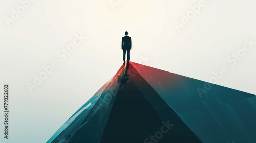 Business manager standing on Large Arrow soaring on the sky, generative ai