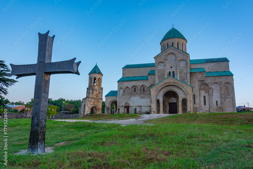 Fototapeta premium Sunrise view of Bagrati Cathedral in Kutaisi, Georgia