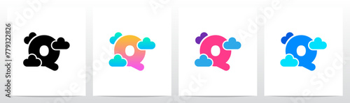 Letter Between Clouds Initial Logo Design Q