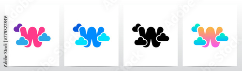 Letter Between Clouds Initial Logo Design W