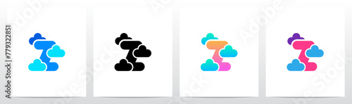 Letter Between Clouds Initial Logo Design Z