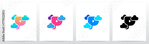 Letter Between Clouds Initial Logo Design P