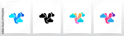 Letter Between Clouds Initial Logo Design V