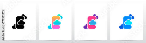 Letter Between Clouds Initial Logo Design E