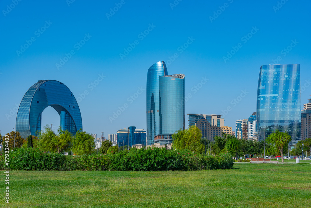 Fototapeta premium Summer day at the waterfront of Baku, Azerbaijan