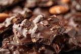 Close-up of a chocolate-covered almond cluster
