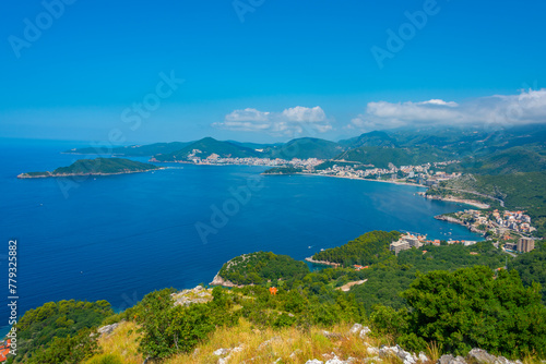 Fototapeta Naklejka Na Ścianę i Meble -  Panorama view of Budva and Adriatic coast in montenegro
