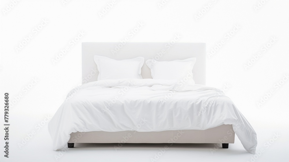 Large white bed isolated on white backgroundrealistic, business, seriously, mood and tone