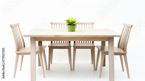 Wooden dining table isolated on white backgroundrealistic  business  seriously  mood and tone