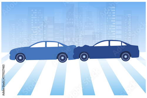 Car accident, motor vehicle crash cartoon vector illustration