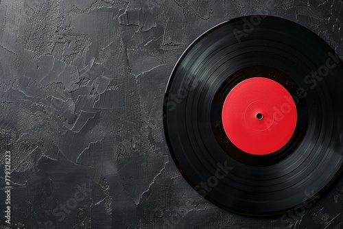 Vintage Black Record With Red Disk photo
