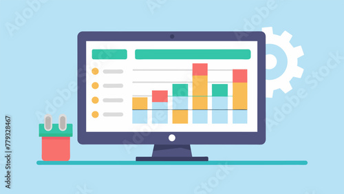 A closeup of a computer screen displaying a visually appealing and organized maintenance schedule with a graph showing the optimized results of