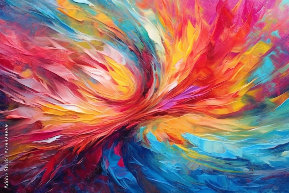 A captivating abstract acrylic painting featuring a harmonious blend of blue and orange tones, creating a sense of ethereal beauty and sophistication A captivating abstract acrylic painting featuring a harmonious blend of blue and orange tones, creating a sense of ethereal beauty and sophistication