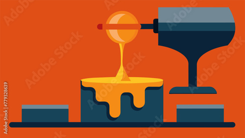 Closeup of a machine pouring molten metal into a mold to create components for automotive parts. This image represents the revival of the