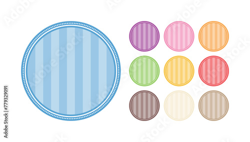 Set Of Striped Circular Elegance Plain Sticker Round Blank Label Vector Collection