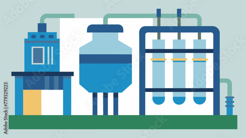 A closeup of a specialized filtration system working to purify water used in the factory before it is released back into the environment.