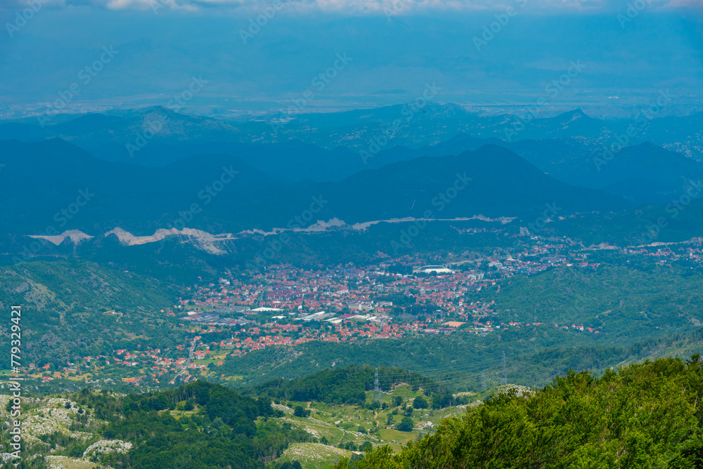 Aerial view of Cetinje in Montenegro