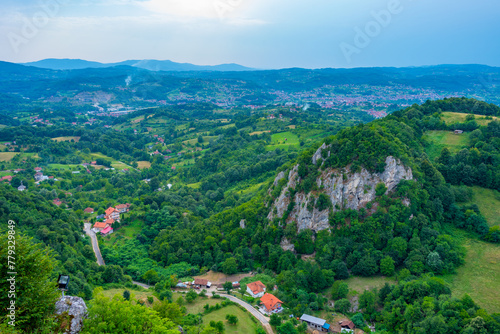 Panorama view of Bosnia countryside near Srebrenik in Bosnia and Herzegovina photo
