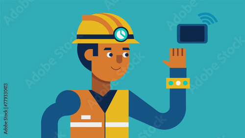 Closeup of a machine operator wearing a smart wristband which tracks their movements and provides realtime data to aid in decision making for