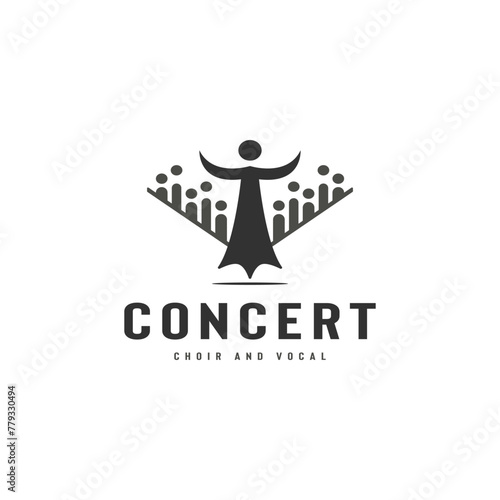 Church music logo design with vocal group vector illustration 2