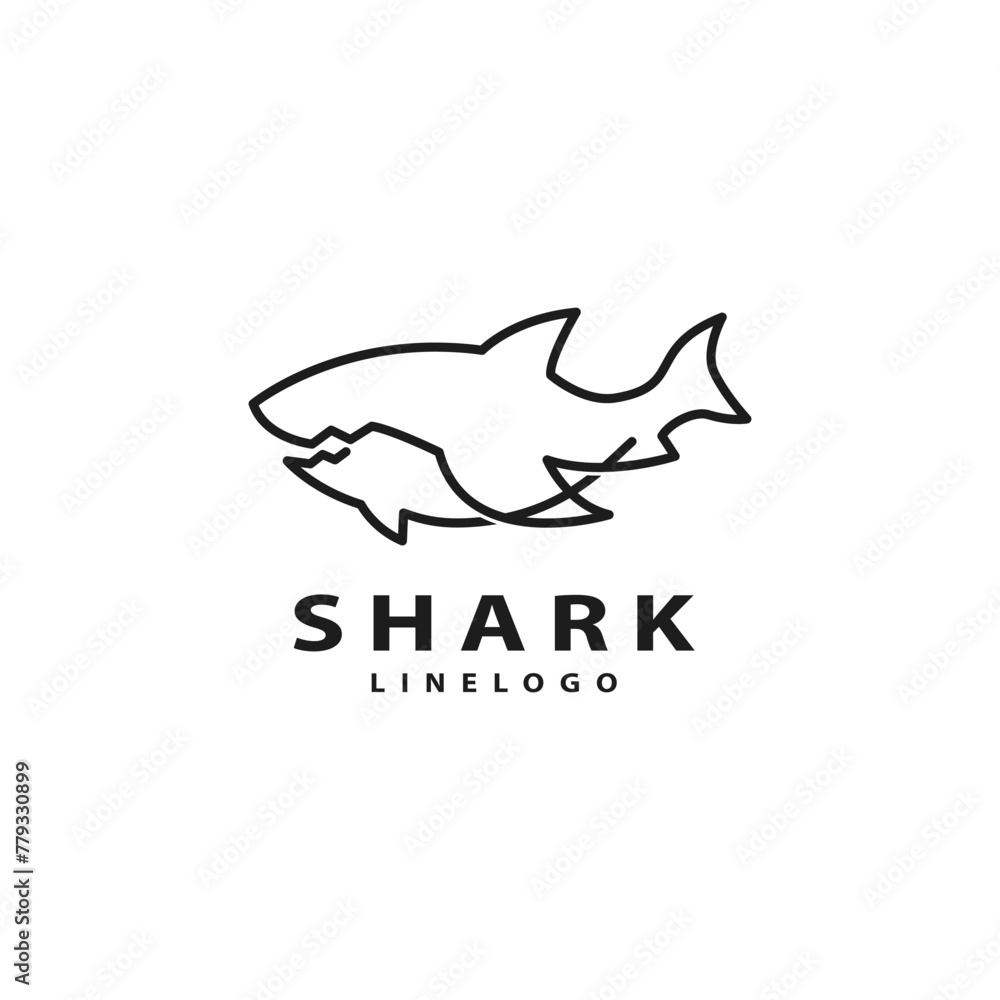 Shark line logo design vector illustration 2 Shark line logo design vector illustration 2