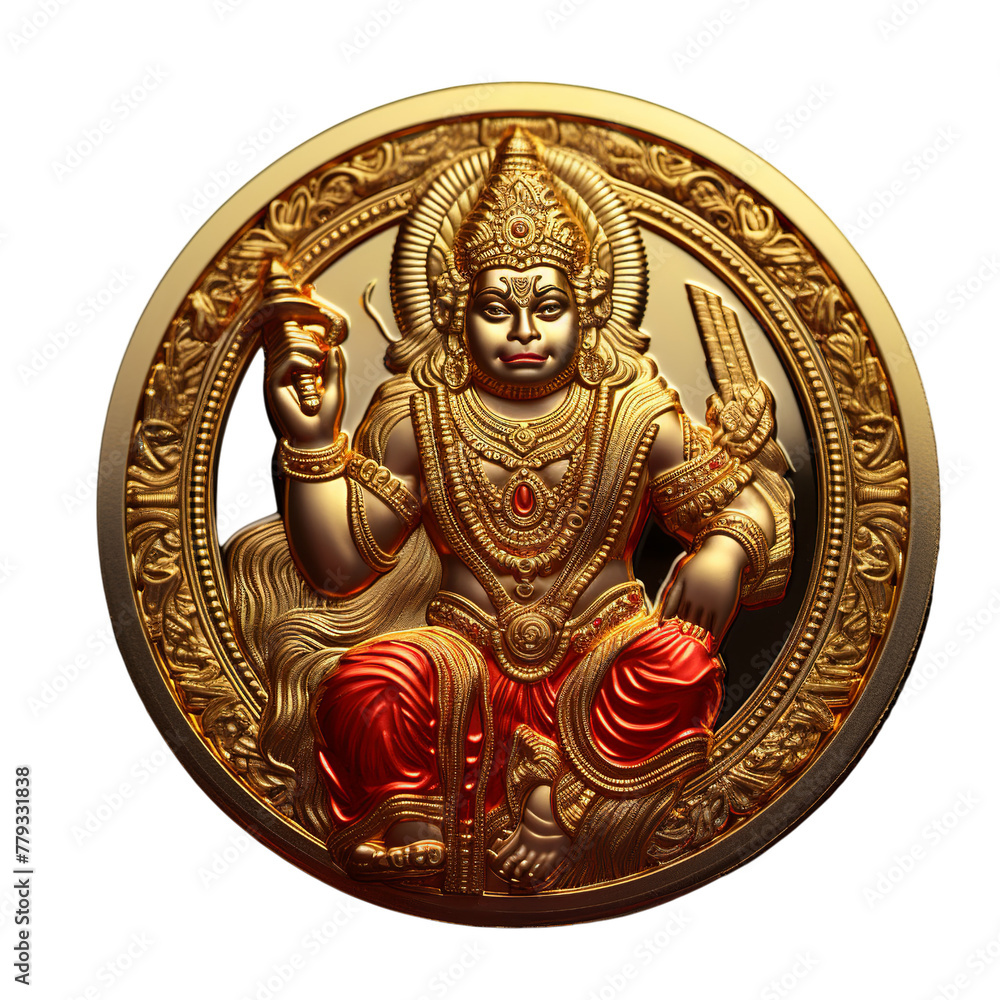 illustration of God shree Hanuman ji, Isolated on transparent PNG background, Generative ai