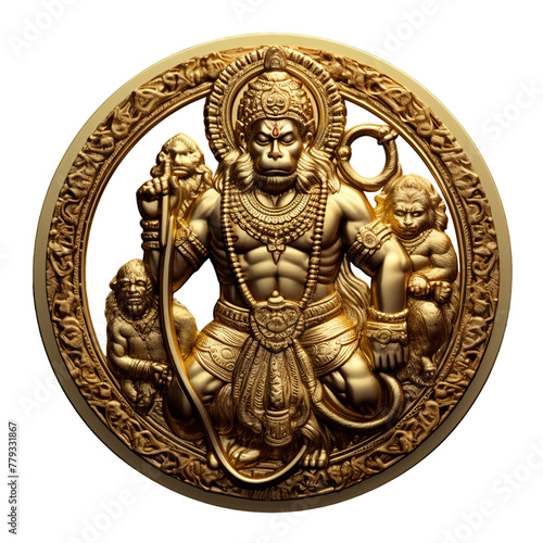 illustration of God shree Hanuman ji, Isolated on transparent PNG background, Generative ai photo