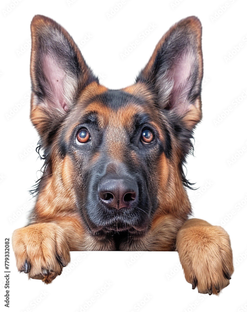 Dog Peeking Over a Transparent Web Banner Dog Peeking Over a Transparent Web Banner