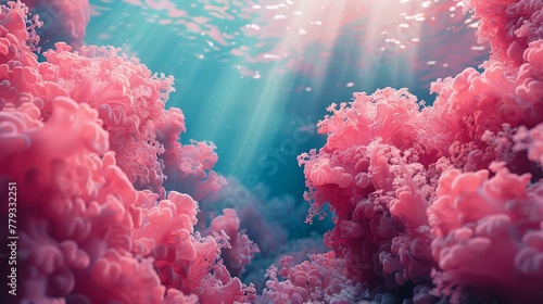 Abstract reef, coral pink, underwater beauty, aquarium event flyer