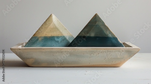 Embark on a journey of creativity with your business collaboration displayed on the ceramic triangular ledge.