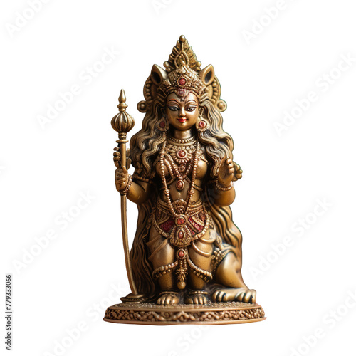 illustration of Goddess Durga miniature  Isolated on transparent PNG background  Generative ai