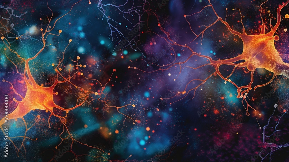 Microscopic Wonders Nerve Cells - obrazy, fototapety, plakaty 