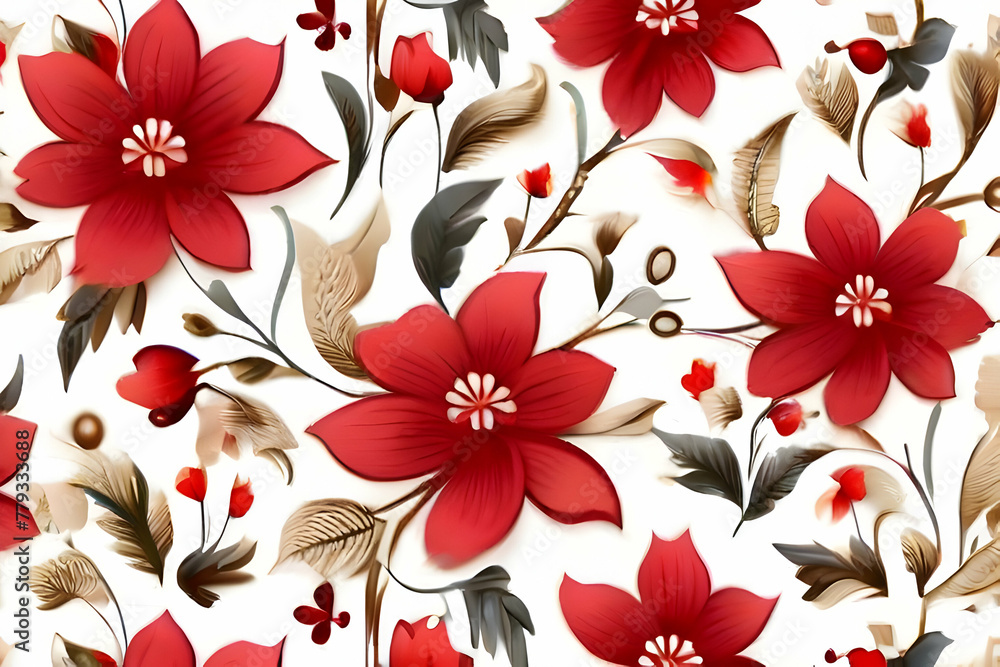seamless pattern with flowers. textile, texture, summer, leaf, fabric, Ai generated 