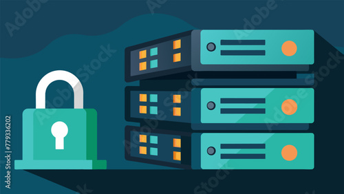 Closeup of a locked server rack symbolizing the importance of physical security in addition to digital safeguards for a secure 5G network. photo