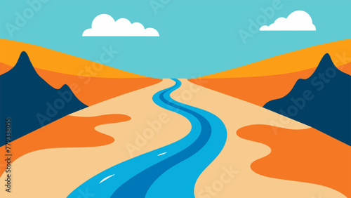 A river flowing steadily and persistently despite obstacles and changes mirroring the resilience of the human spirit.