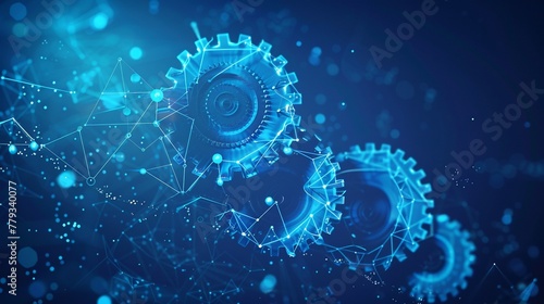 Conceptual illustration depicting gears and upward arrows, representing the mechanics of progress and innovation in business photo
