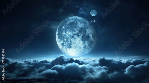 Moonlit Tranquility Serene Moon for Celestial Enthusiasts © Artcuboy