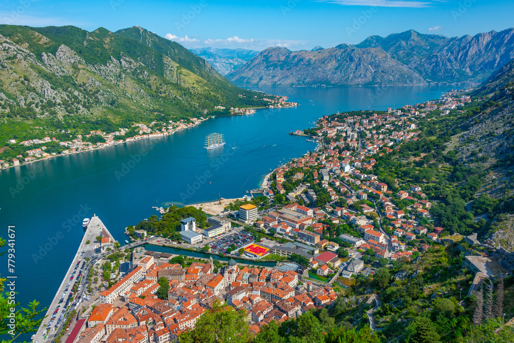 Panorama view of Kotor from Giovanni fortress in Montenegro