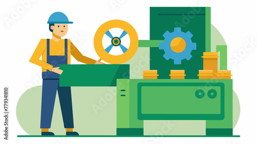 Image A factory employee inspects a machine that has been refurbished using reclaimed materials showcasing the circular economys focus on