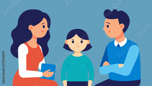 A family using a mediator or the to facilitate a difficult conversation and resolve conflicts in a healthy manner.