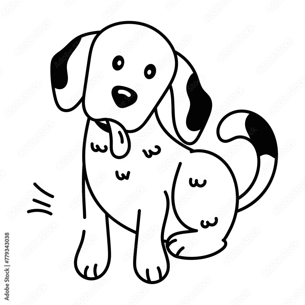 Get this doodle icon of a happy dog 